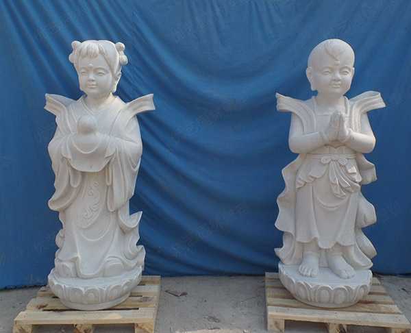 大理石石雕童男童女雕塑